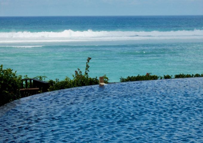 The infinity-edge pool offers excellent sea views.