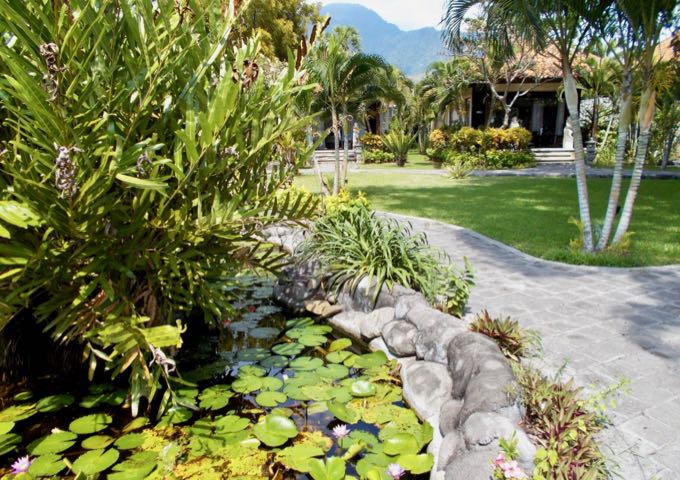 Rooms, villas and ponds are spaced out among the lush green gardens.