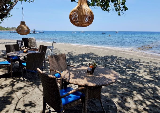 Amertha Restaurant offers beachside seating.