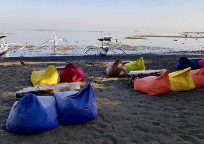 The Mentari Lovina offers beanbags on the beach.