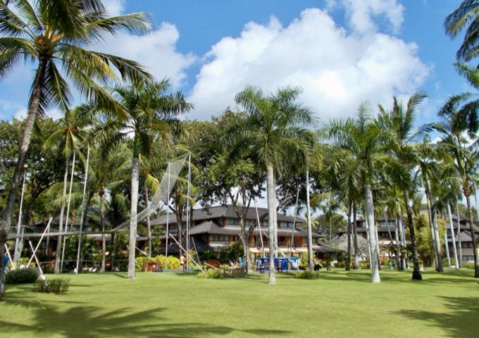 The resort has large gardens and lawns.