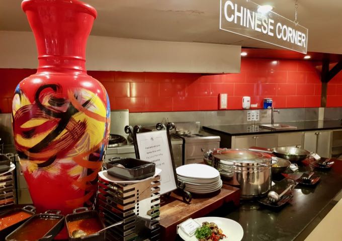 The Agung serves Chinese, Japanese, and Indian food in designated areas.