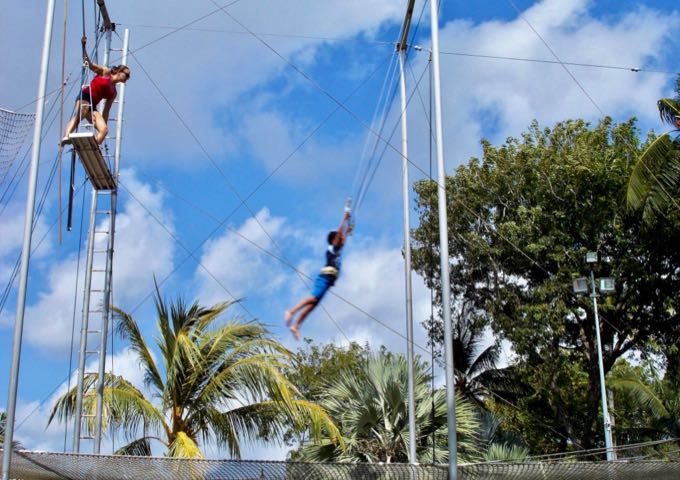 The flying trapeze is very popular among older children.