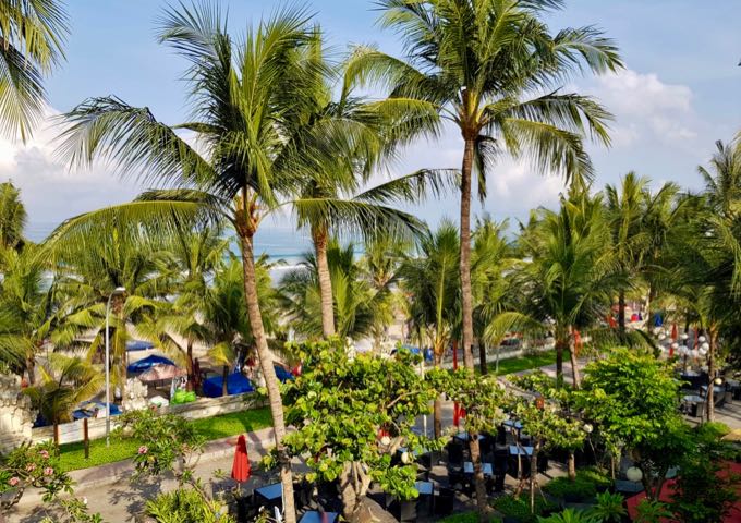 The popular Legian Beach is long and full of natural shade.