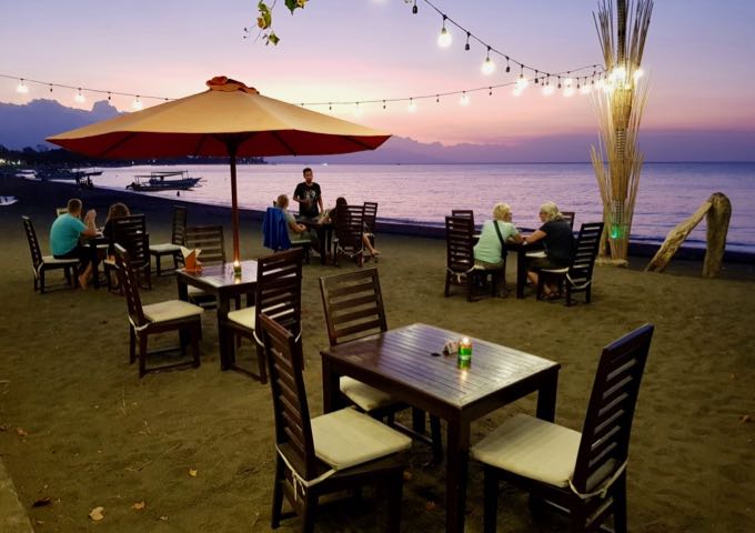 The romantic Sea Breeze Lovina restaurant is on Jalan Binaria street by the beach.