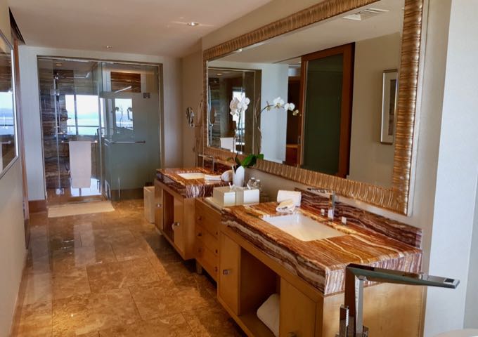 All suite bathrooms are very spacious.