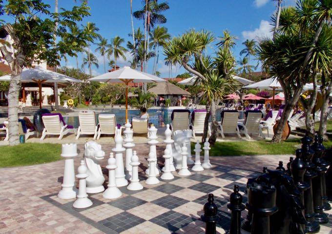 The resort features several family-friendly activities and games.