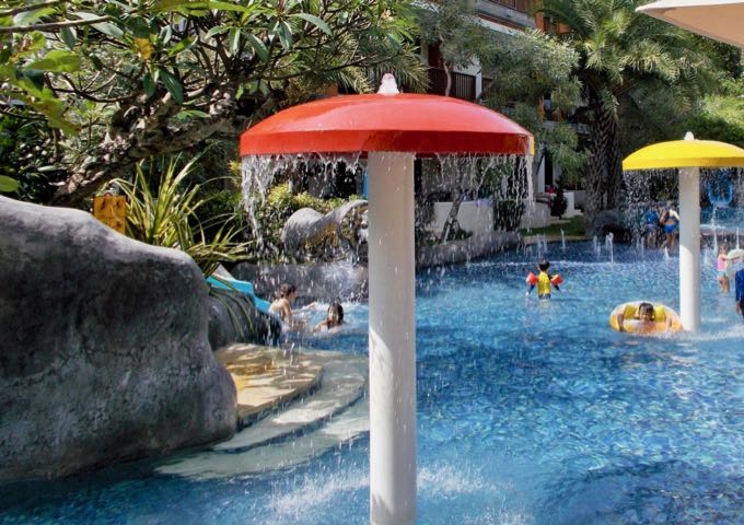 One of the pools features kid-friendly additions.