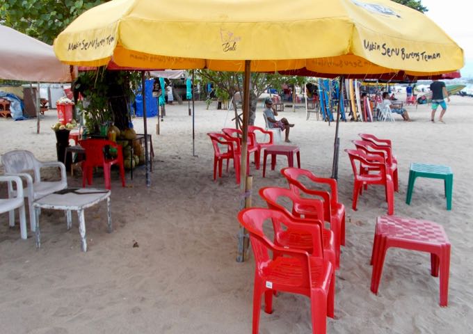 Lots of stalls on Kuta Beach sell drinks.