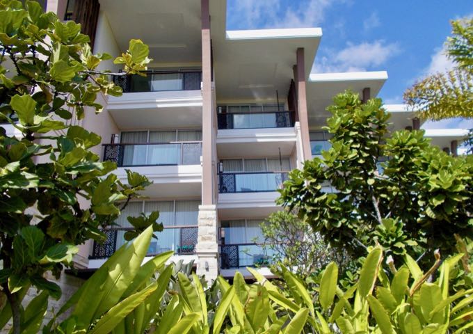 The sea-facing accommodation offer restricted sea views due to the trees and distance.