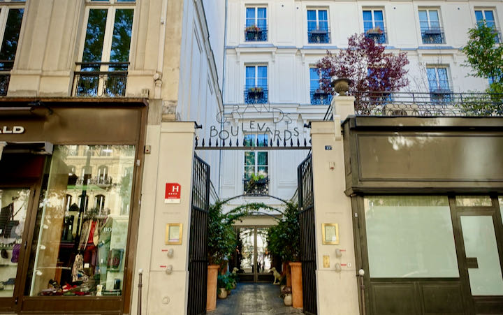 Wrought-iron gates to a paris hotel