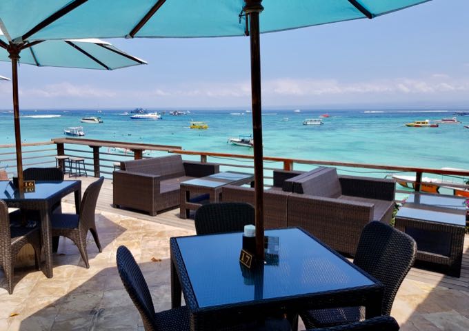 The cafe at Lembongan Reef Bungalows offers great views.