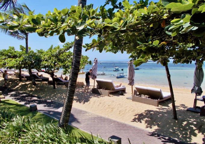 The beachside path by the resort stretches across the entire length of Sanur.