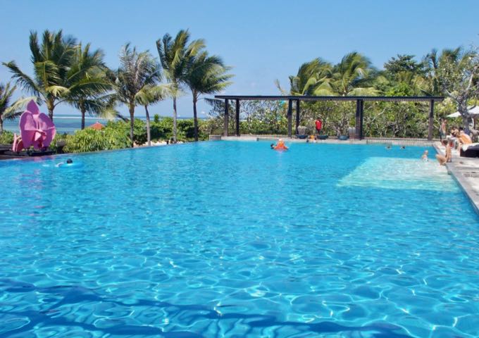 The large main pool is located by the ocean.