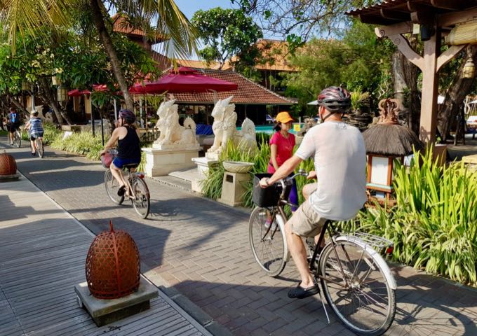 Bicycling along the beachside path is an excellent idea to explore Sanur.