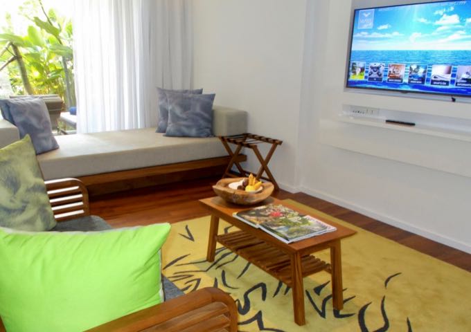 Rooms come with comfortable living areas.