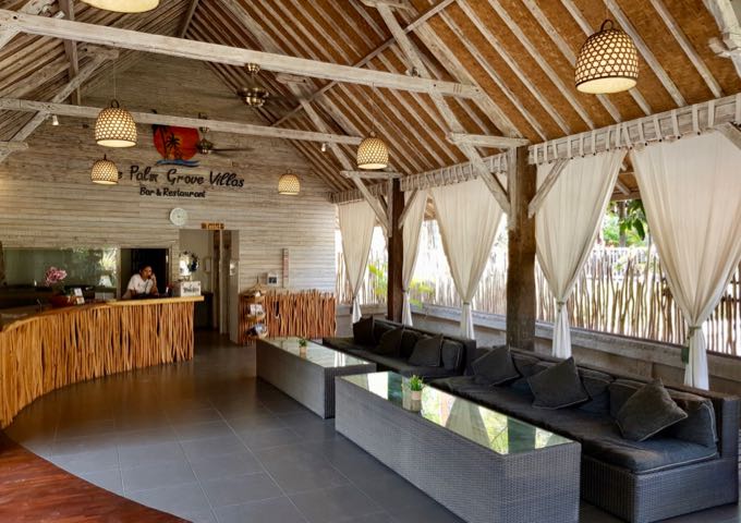 The villas are located in 2 areas, 1 with the reception near Mushroom Bay, and the other where the cafe is.