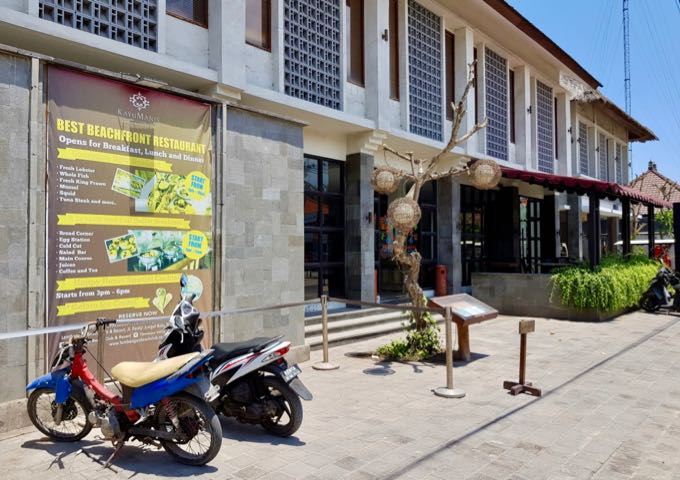 The resort's lobby is located off the main street in Jungutbatu.