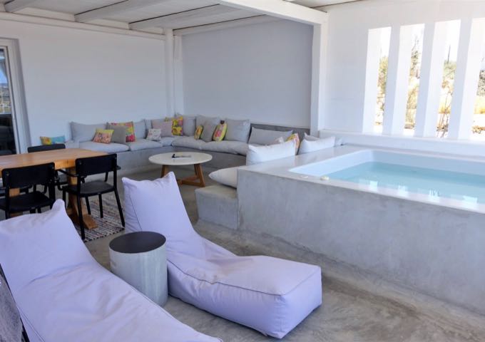The terrace also features sunbeds.
