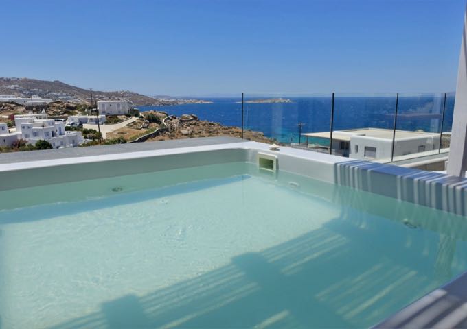 The balcony has a heated jacuzzi offering excellent views.