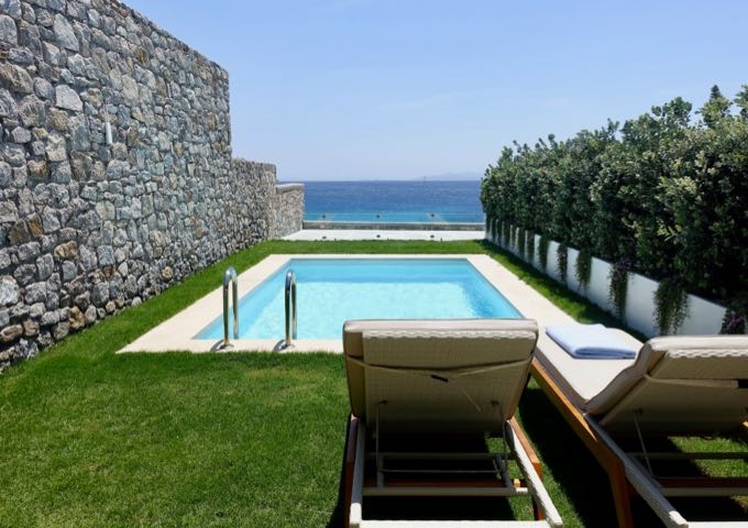 The private pool offers excellent sea views.