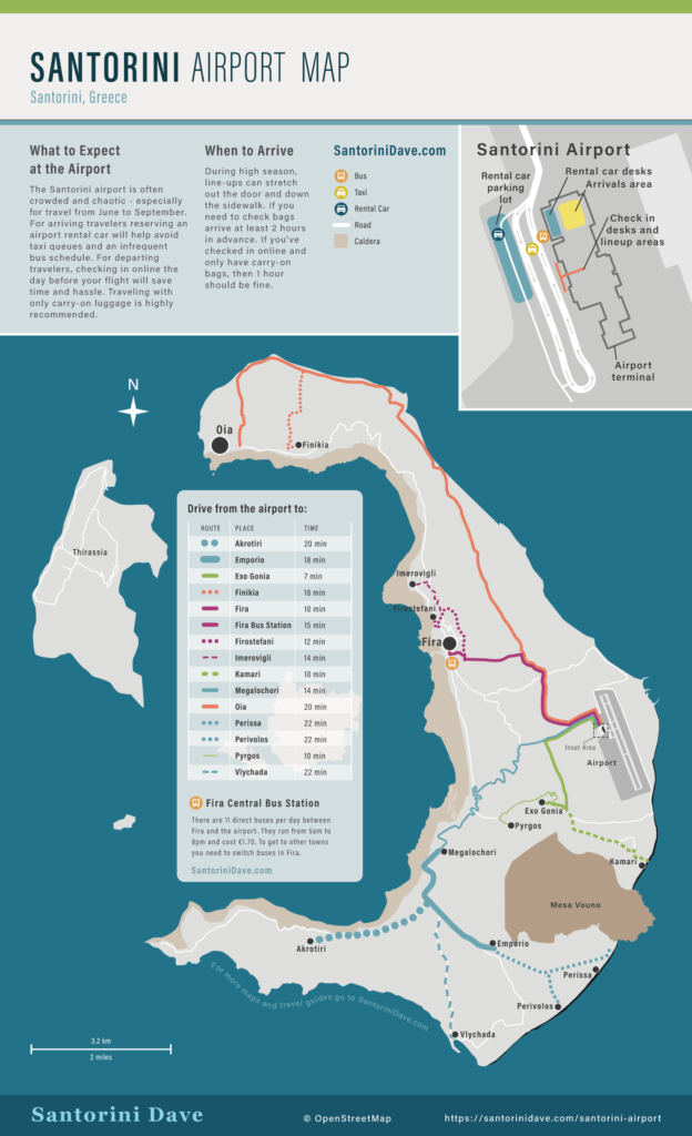 Santorini Airport Map, Bus, Hotel, & Taxi Info Mex Alex