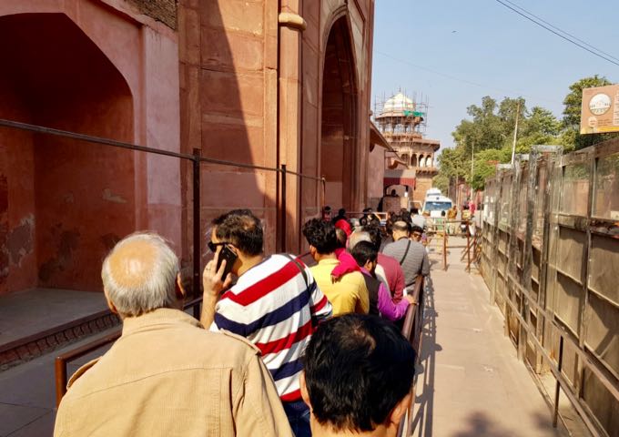 The Taj has separate entrance lines for men and women.