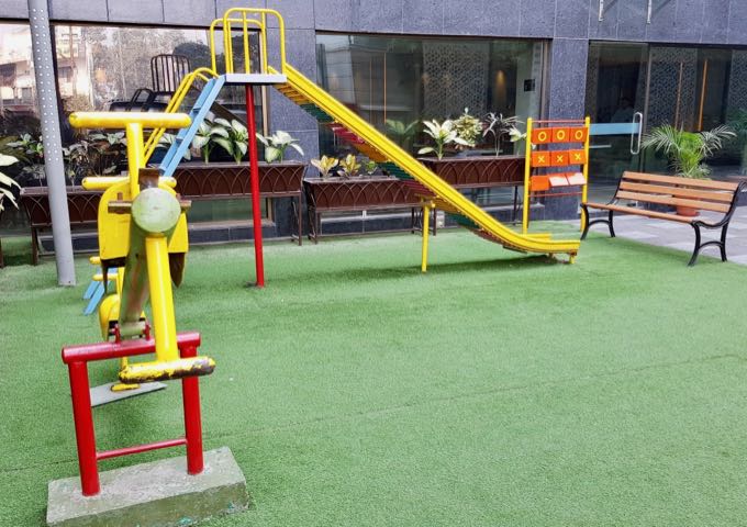 The hotel also has a small outdoor playground.