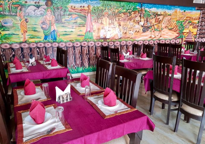Spice Darbar has a vibrant decor and offers good Indian food.