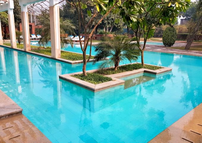The second pool is more modern and inviting.