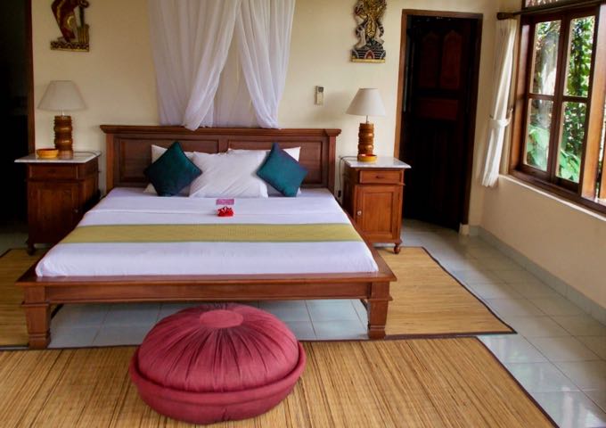 The beautiful room furnishings have Balinese touches.