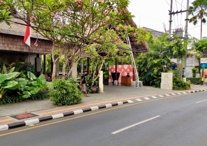 The resort is located off the road in busy south Ubud.