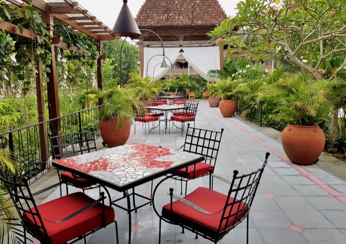 Manisan Bali restaurant has a wonderful garden and rice field setting.