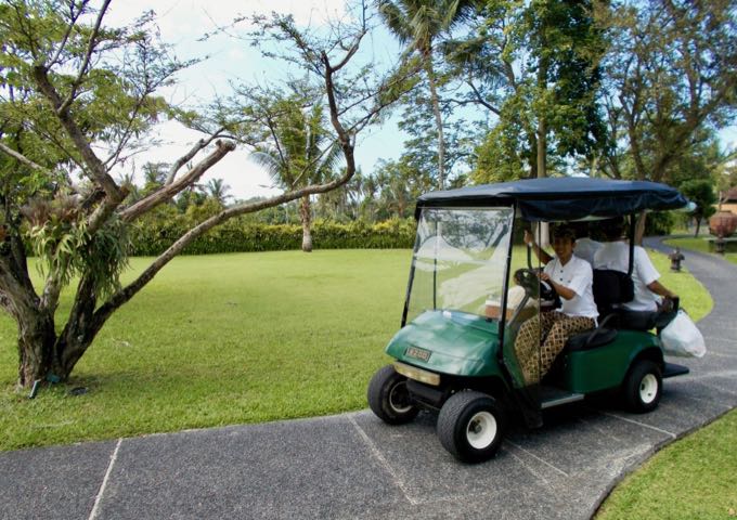 Buggies are ideal to get around the resort grounds.