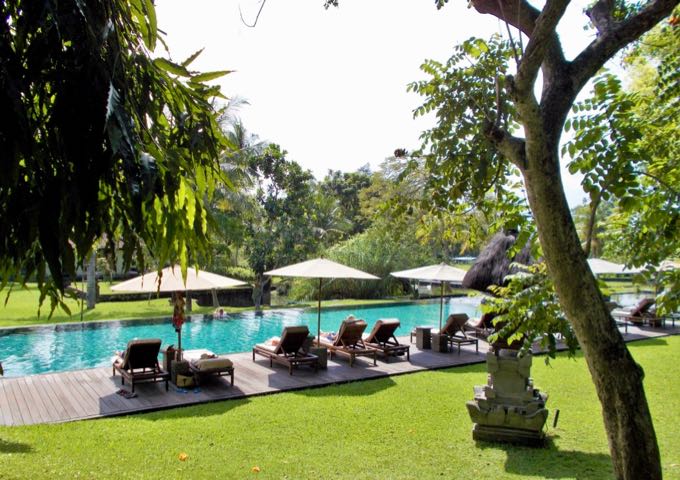The large pool has a wonderful garden setting.