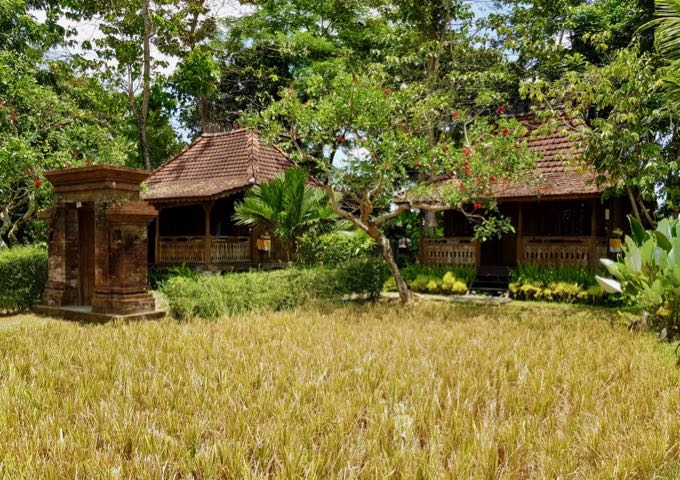 The secluded Bale Villas overlook the rice fields.