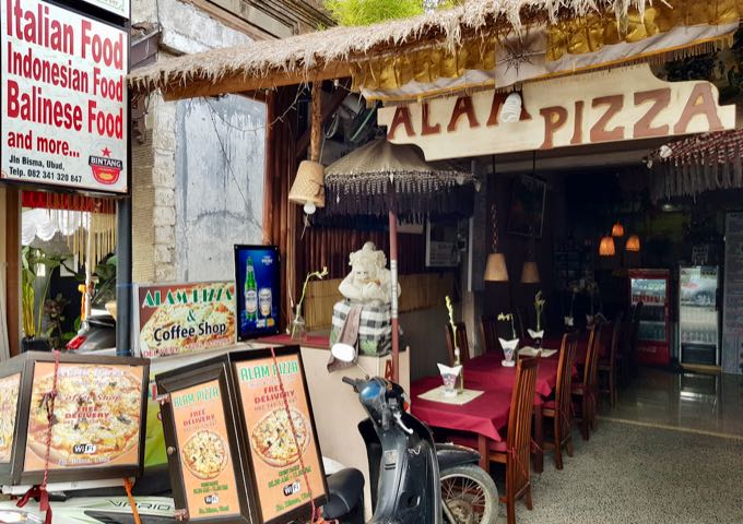 Alam Pizza just steps away on Jalan Bisma is an excellent place to eat.