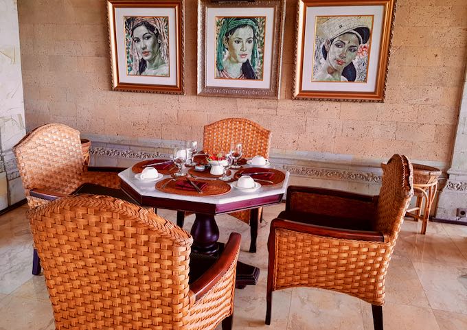 The Terrace Restaurant, along with the hotel, has an enchanting decor.