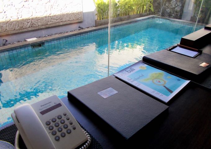 The secluded villas offers views of only the private pools and gardens.