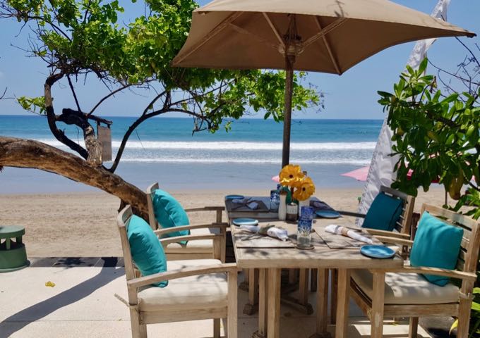 The beautiful Mediterranean-style Sanje Restaurant faces the beach.