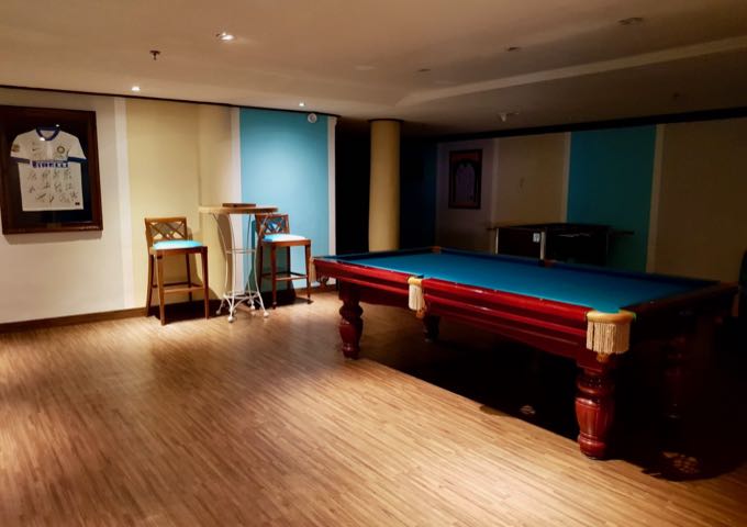 The games room also features a pool table.