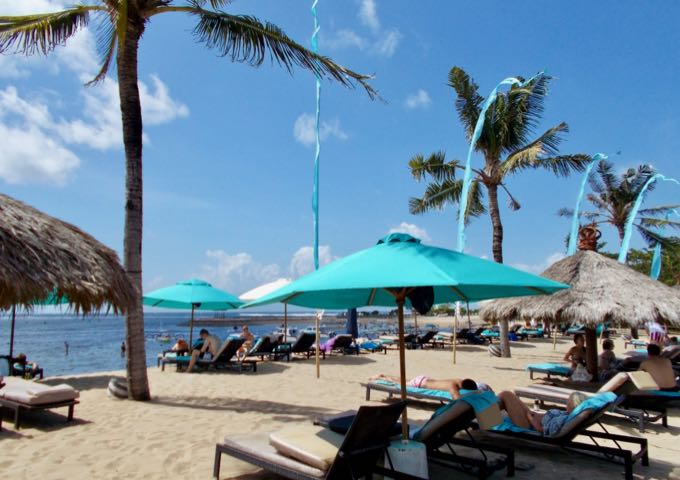 The resort offers plenty of umbrellas for shade.