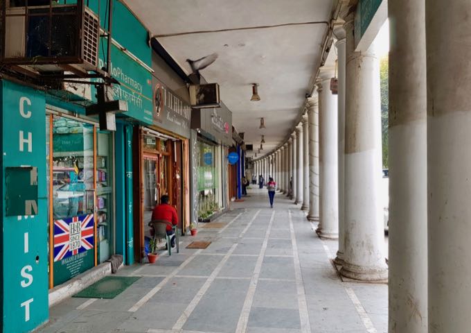 Connaught Place features several shops, cafes, and bars.