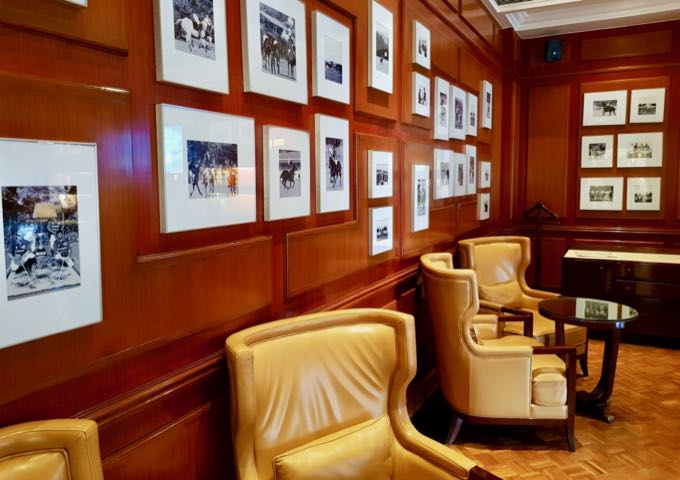 Polo Lounge showcases photos of ponies and polo players.