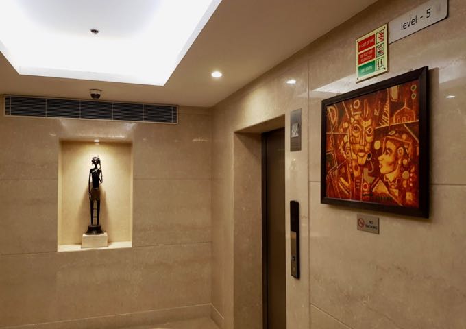 The hotel features attractive Indian-style decor.