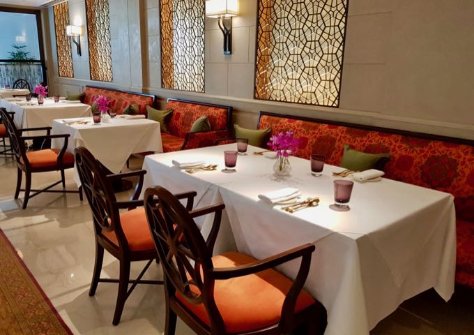 Omya restaurant the Oberoi serves contemporary Indian cuisine.