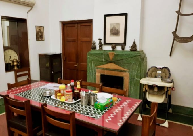 Breakfast is served in the communal dining room.