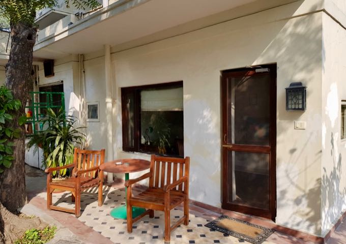 The family home area has a few rooms and a private patio.