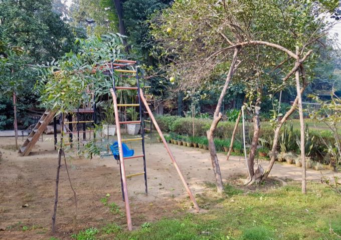 The garden also features a small playground.