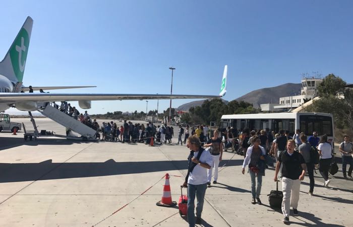 Santorini airport departures.